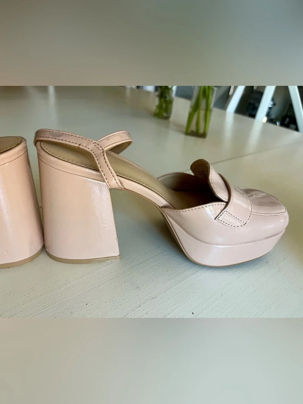 Urban Outfitters Women’s Platform Loafer Sandals - Nude Patent size 7